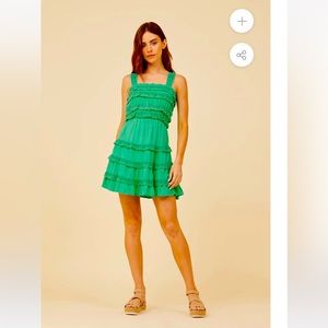 Vintage Havana Kelly Green Tiered Dress -Small
